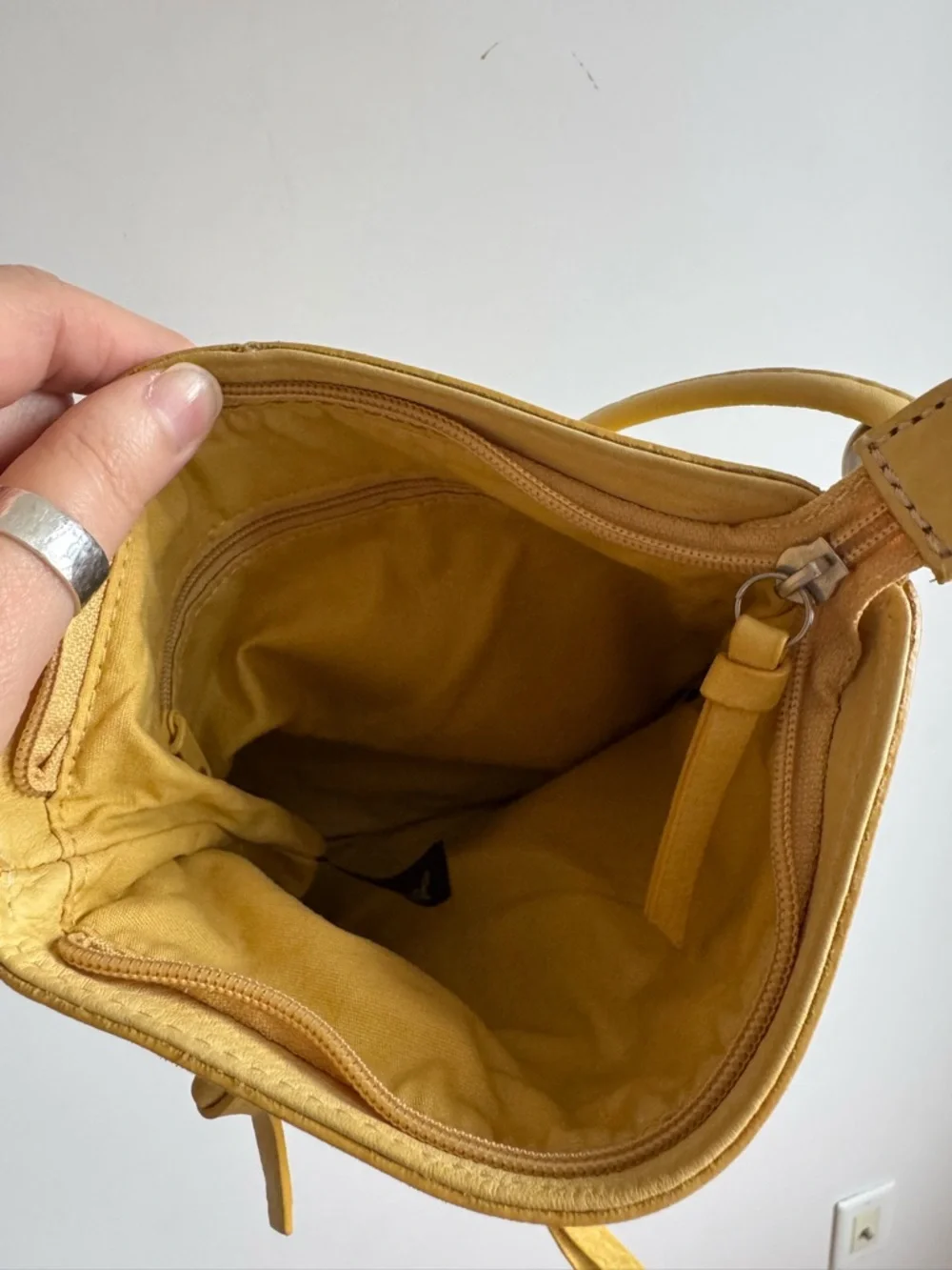 Fossil Genuine Leather Mustard Yellow Crossbody Bag - Picture 6 of 11